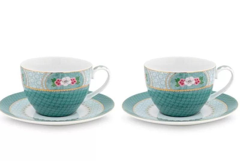 Discount Pip Studio Blushing Birds Set/2 Cappuccino Tassen & Untertassen Blau