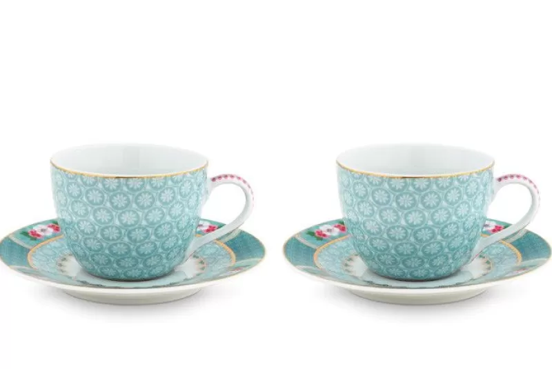 Store Pip Studio Blushing Birds Set/2 Espresso Tassen & Untertassen Blau