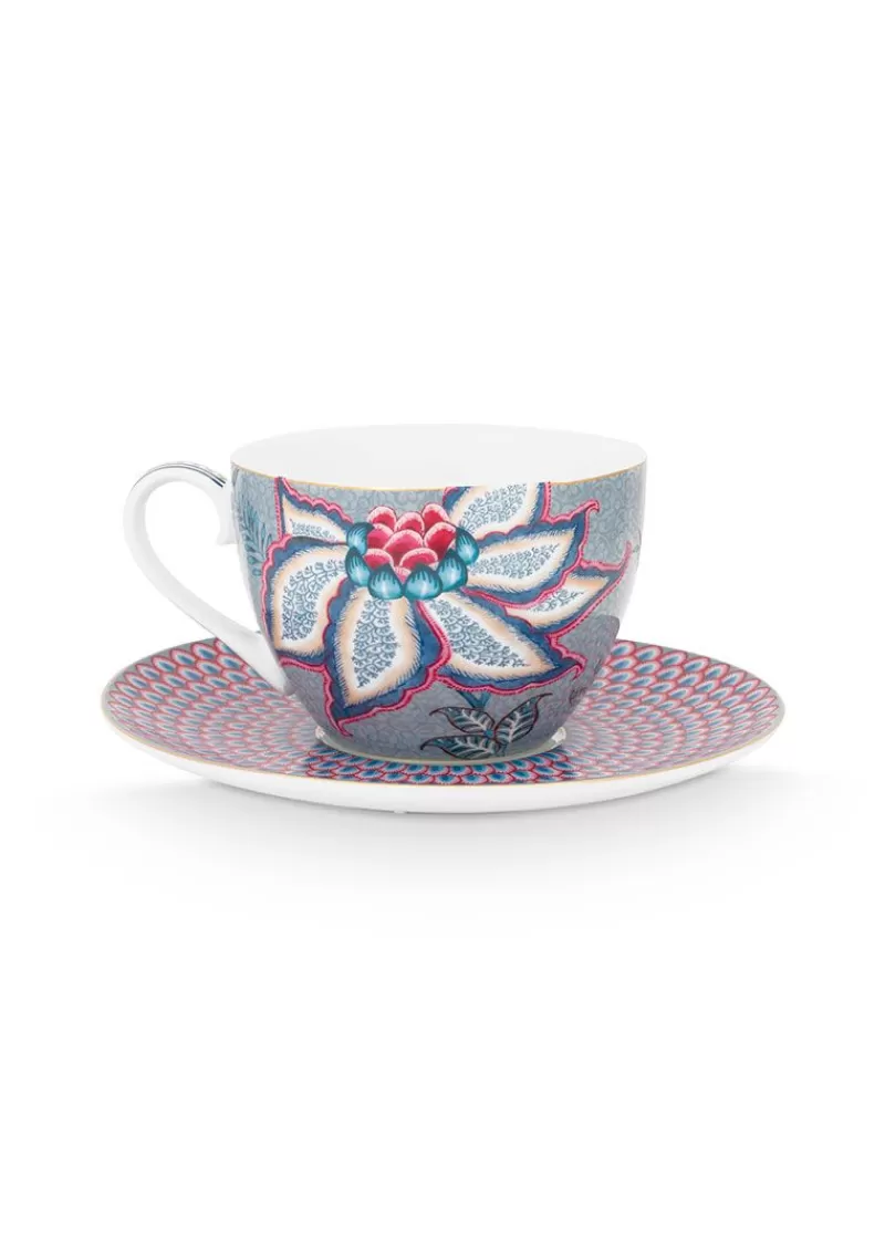 Flash Sale Pip Studio Flower Festival Cappuccino Tasse & Undertasse Hellblau