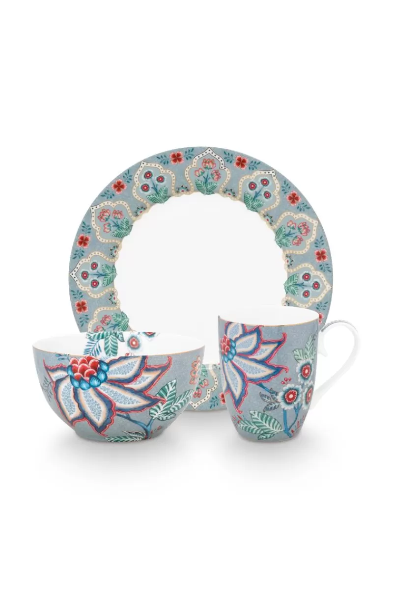 Best Sale Pip Studio Flower Festival Fruhstuck Set/3 Hell Blau