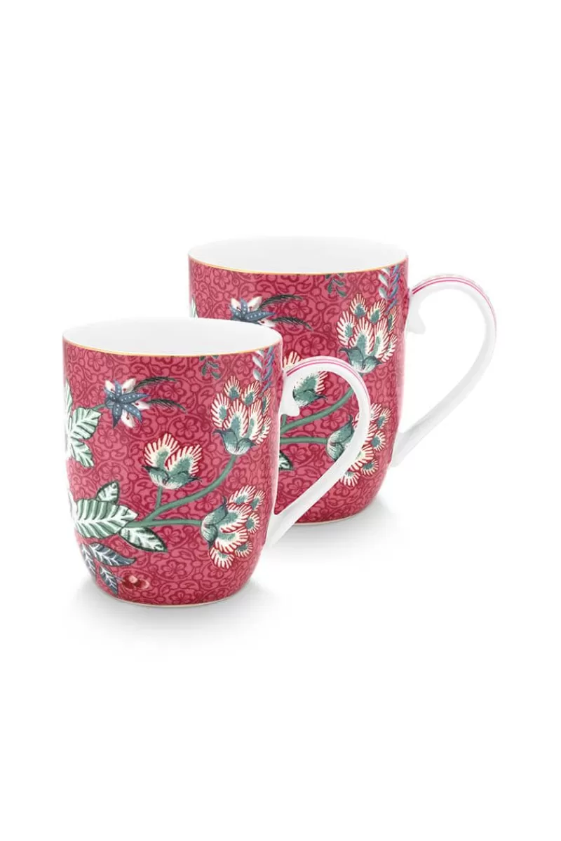 Hot Pip Studio Flower Festival Set/2 Tassen Klein Dunkel Rosa