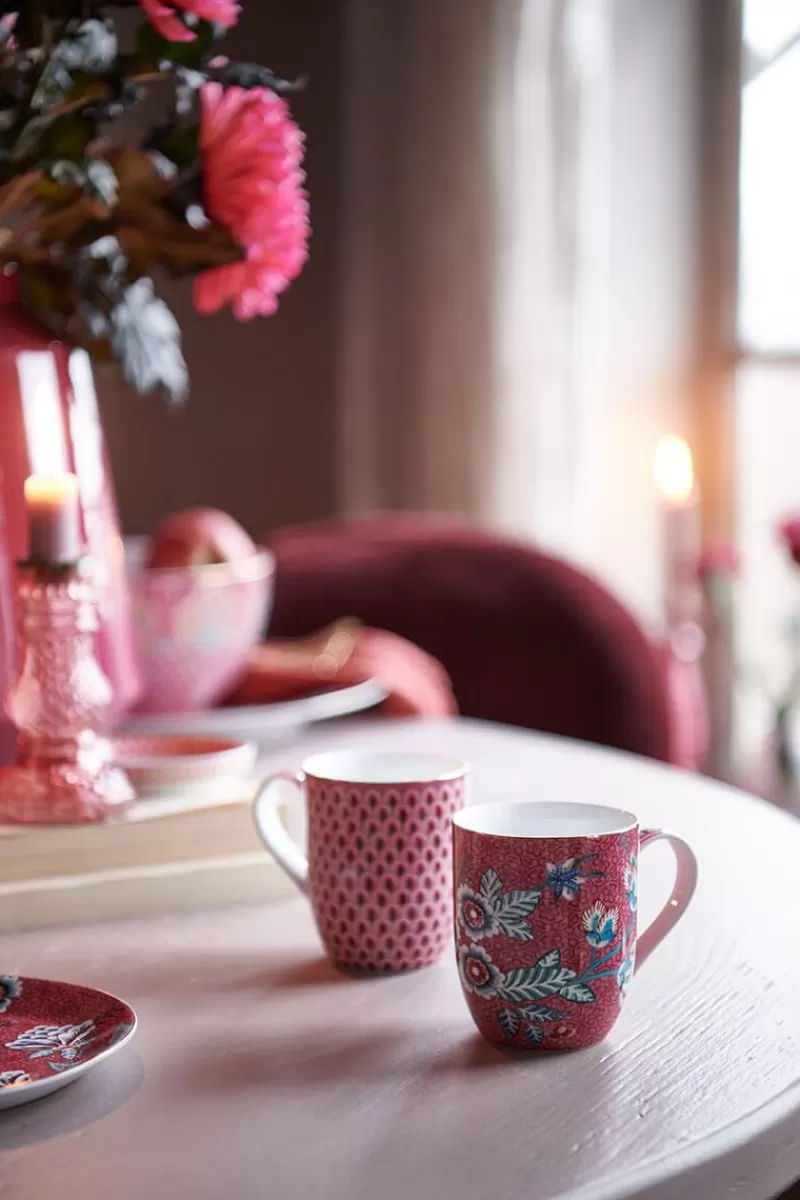 Flash Sale Pip Studio Flower Festival Tasse Klein Dunkel Rosa