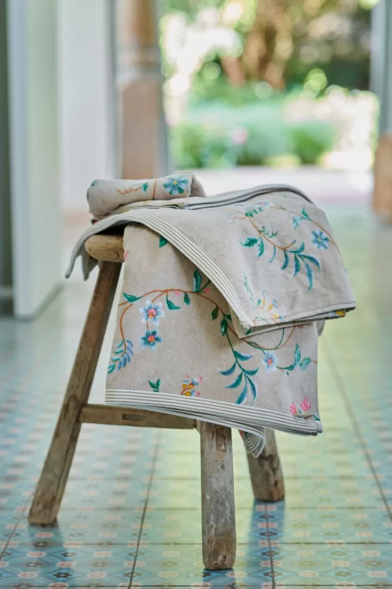 Flash Sale Pip Studio Gastehandtuch Set/3 Les Fleurs 30X50 Cm Khaki