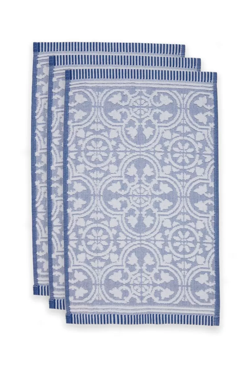 Outlet Pip Studio Gastehandtuch Set/3 Tile De Pip 30X50 Cm Blau