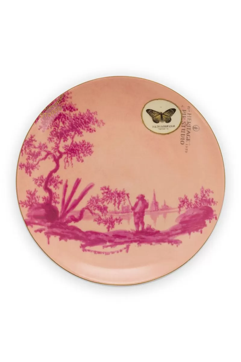 Store Pip Studio Heritage Gebäckteller Bemalt Rosa 18 Cm