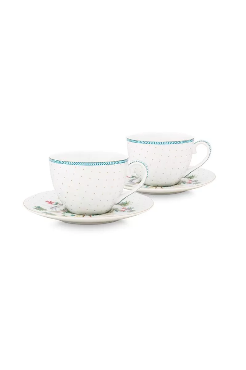 Shop Pip Studio Jolie Set/2 Cappuccino Tasse & Untertasse Dots Gold