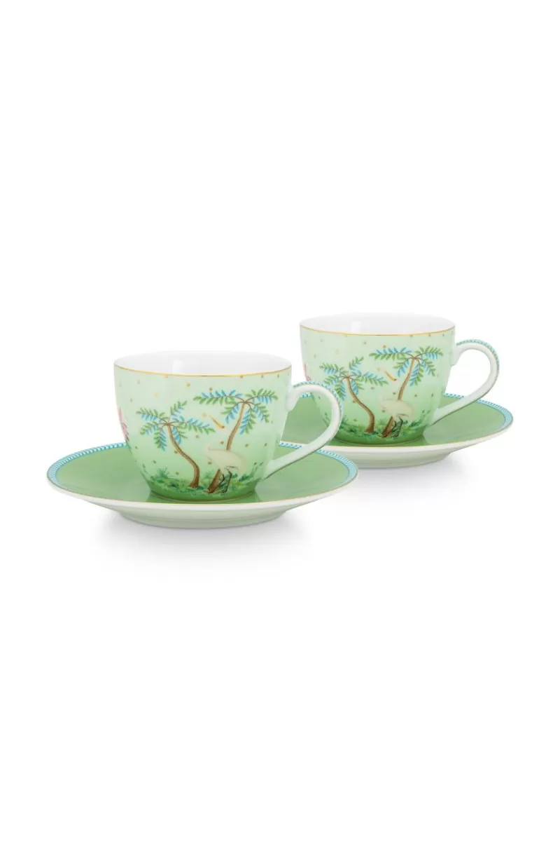 Flash Sale Pip Studio Jolie Set/2 Espresso Tasse & Undertasse Grun