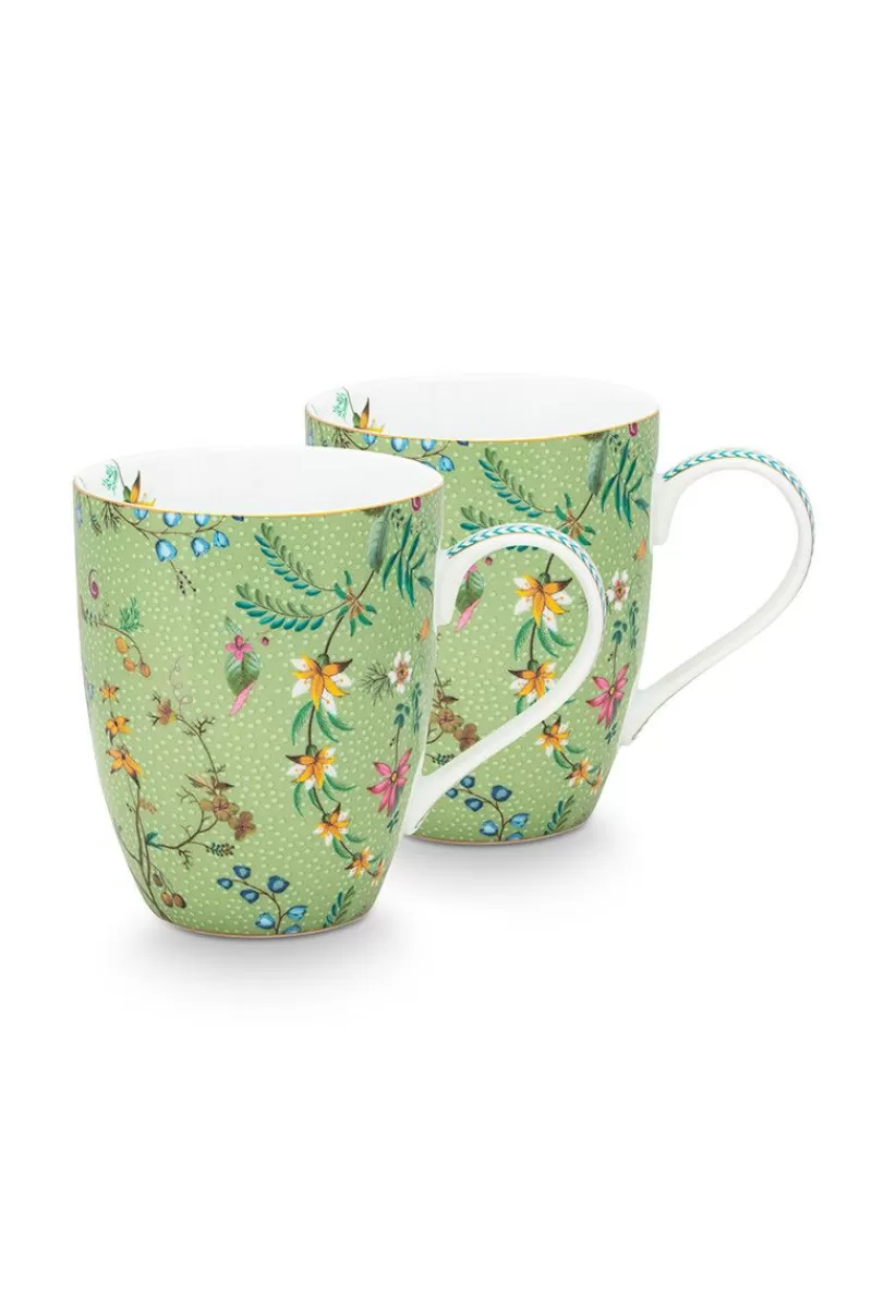 Best Pip Studio Jolie Set/2 Tassen Gross Blumen Grun