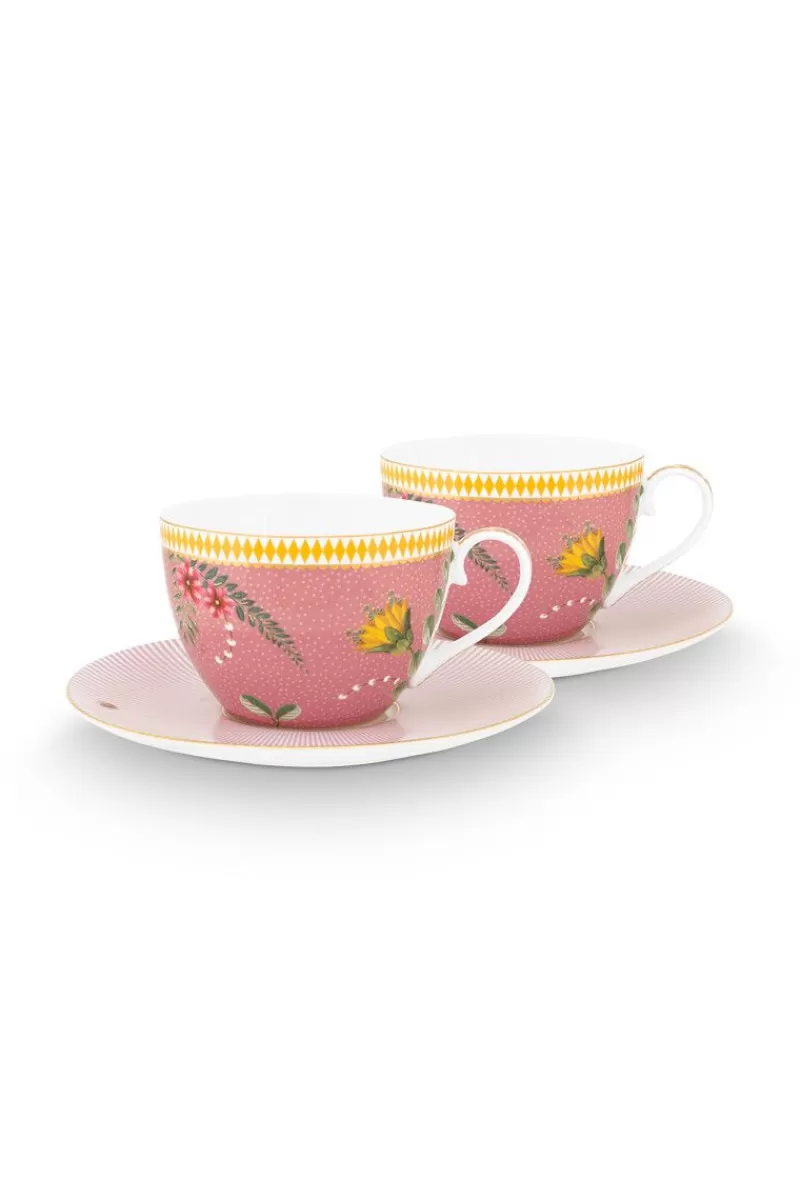 Hot Pip Studio La Majorelle Set/2 Cappuccino Tassen & Undertassen Rosa