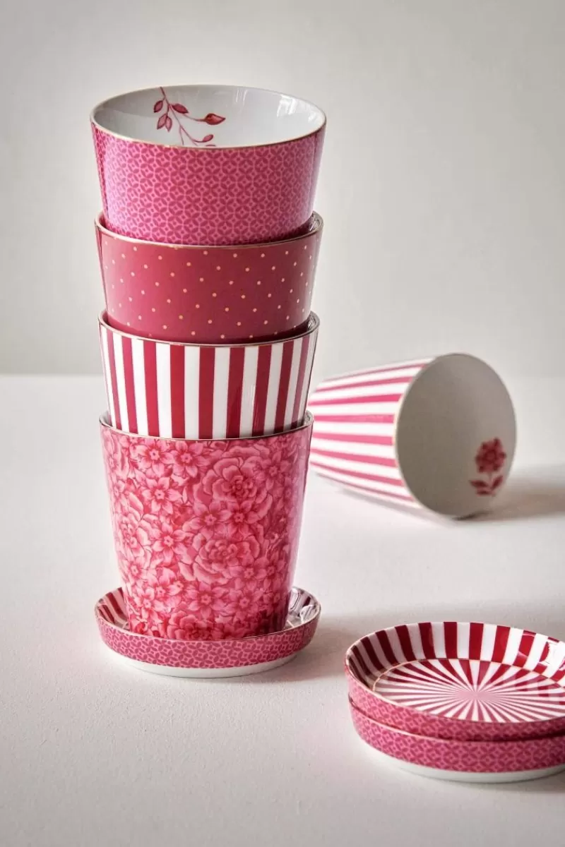 Cheap Pip Studio Royal Stripes Tasse & Teebeutelablage Dunkel Rosa