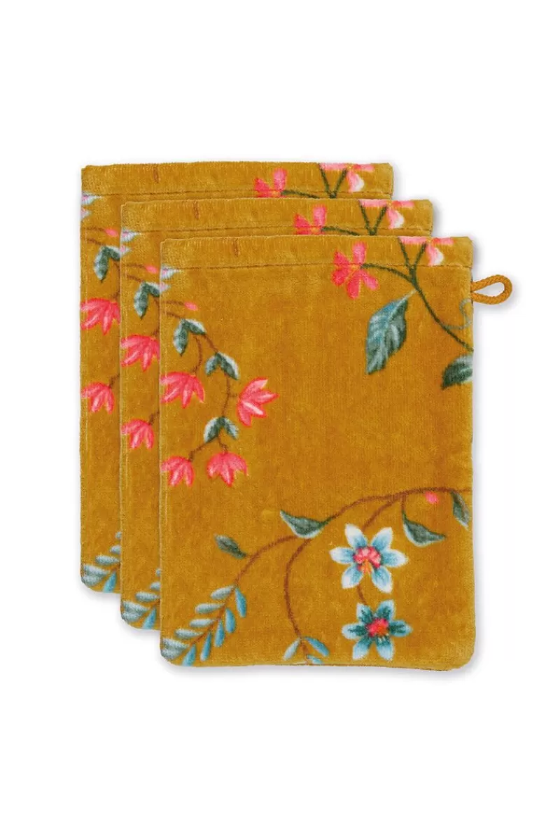 Clearance Pip Studio Waschlappen Set/3 Les Fleurs 16X22 Cm Gelb