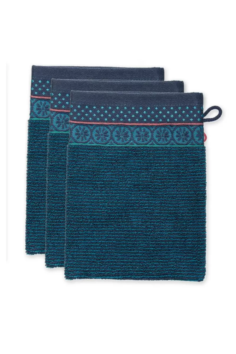 Best Pip Studio Waschlappen Set/3 Soft Zellige Dunkel 16X22 Cm Blau